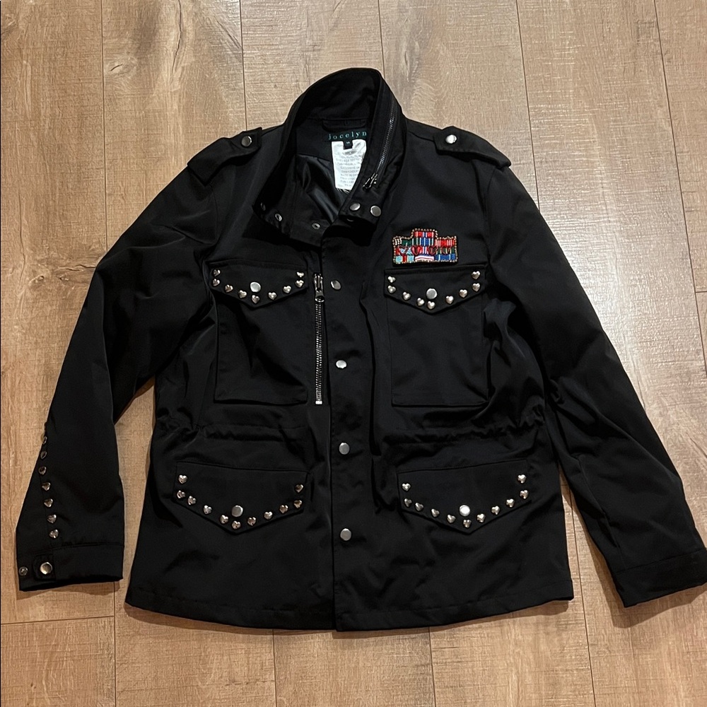 Jocelyn Black Studded Military Jacket size medium